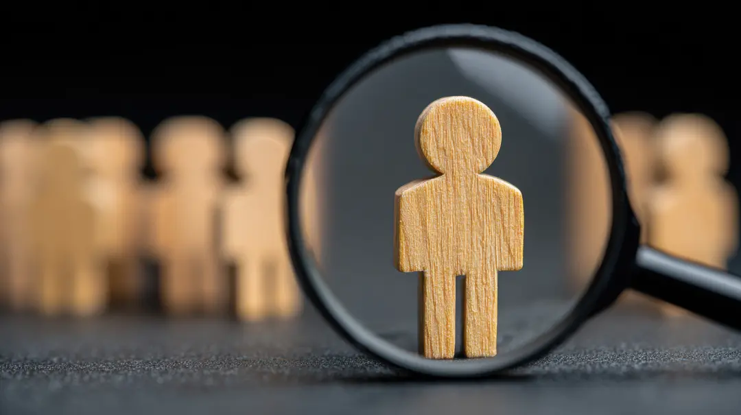 einzelner Mensch im Fokus