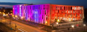 ILB Gebäude farblich angestrahlt Süd-Ost-Ansicht 